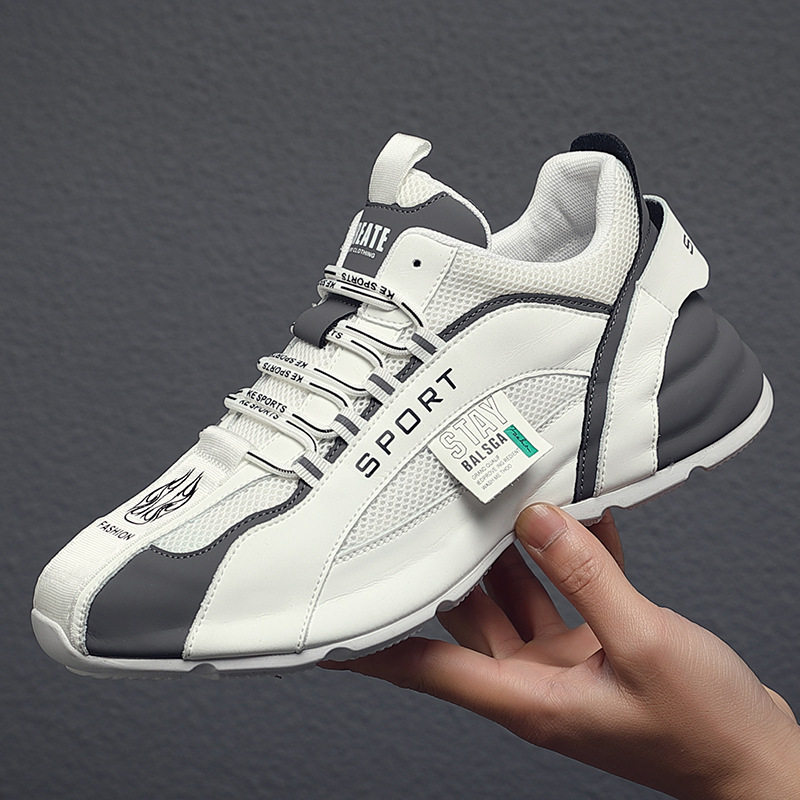 European Men's Shoes 2025 Spring New Men's Genuine Leather Sports Casual Shoes Breathable Mesh Shoes Heightening Daddy Shoes