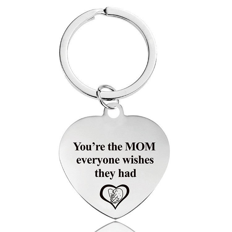 Keychain Pendant Lettering Metal Heart Pendant Europe And America Cross Border Stainless Steel Ornament Heart-Shaped Metal Keychains display picture 1