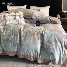 家纺中式风印花床上四件套全棉纯棉100S长绒棉床单被套罩床品