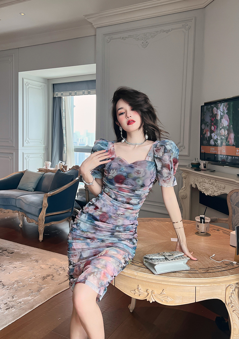 B6062 1130K VÁY ĐẦM LIỀN THÂN DÁNG DÀI NỮ CHOTDNG DÁNG ÔM BODY GỢI CẢM SEXY TAY PHỒNG MÙA HÈ PHỤC CỔ CỔ ĐIỂN HỌA TIẾT HOA THỜI TRANG NỮ G04 SẢN PHẨM MỚI