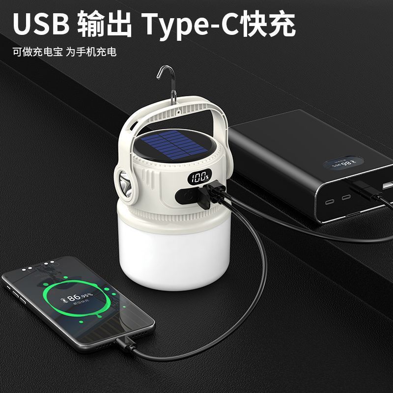 LEDソーラーキャンプランプ、プラグなし、家庭用緊急ナイトマーケット屋台ランプ、省エネUSB充電式キャンプ屋台ランプ|undefined