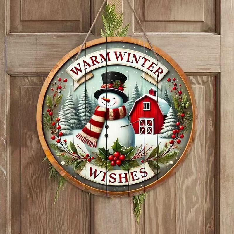 クロスボーダークリスマス木製雪だるまペンダント工芸品クリスマス雰囲気装飾ラウンドサインドアサイン|undefined