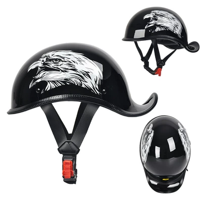 Motorcycle American-Style Half Helmet, Motorcycle Safety Supplies - glossy-black-eagle-mhead-circumference-55-56cm