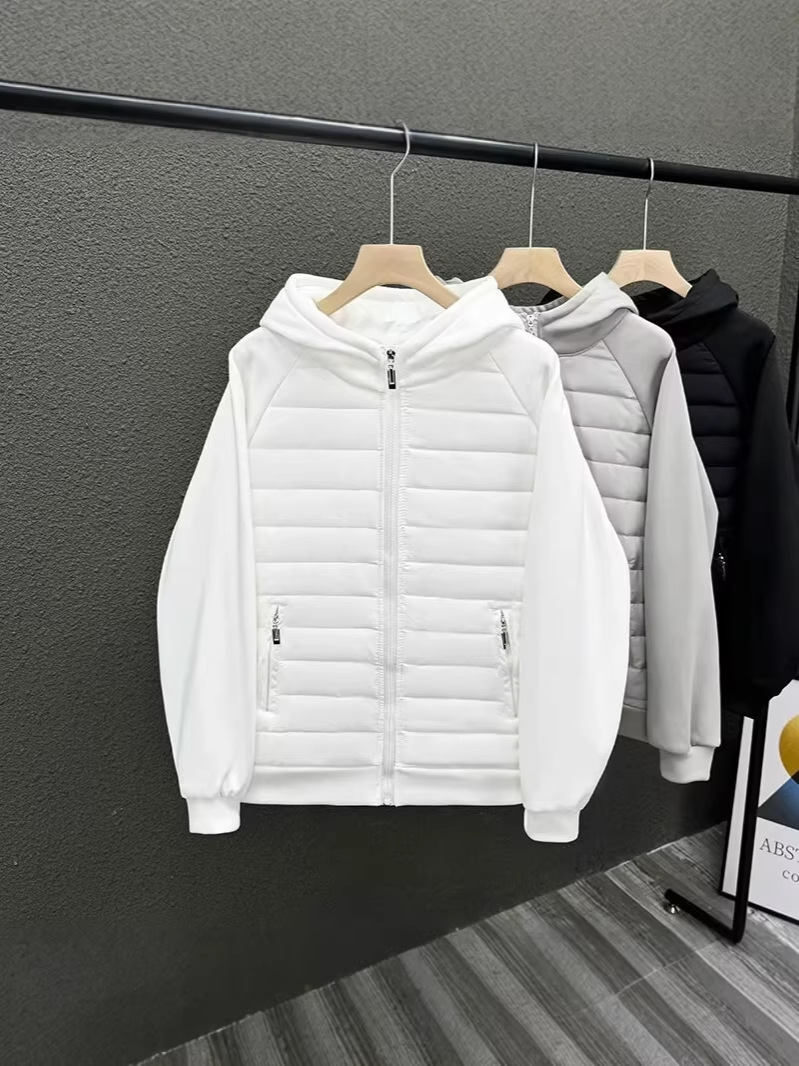 Fuente de fábrica de tendencia ligera de algodón hombre comercio exterior relajado casualidad con sombrero de color sólido empalme pareja chaqueta hombre