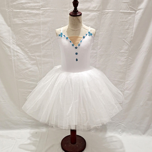 Kids girls Professional pink blue ballet dance dresses TUTU skirts ballet dance costumes fluffy flat sleeping beauty gauze skirt little swan suspender dance skirt