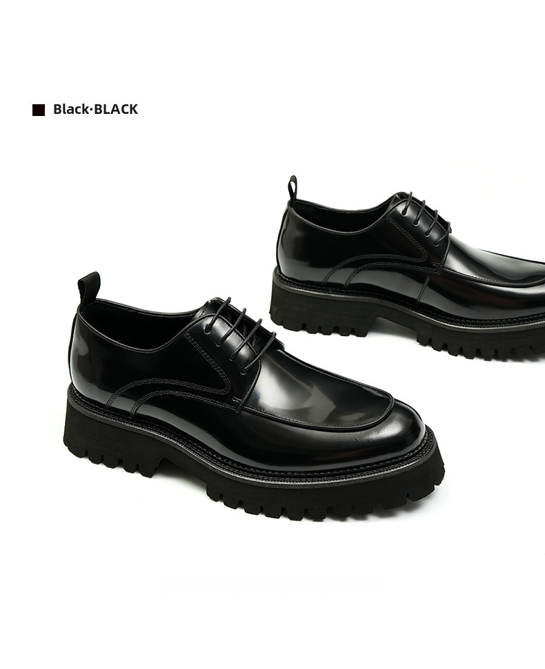 Thick-soled glossy leather shoes men's leather leather square toe British business casual Derby height increasing formal wear men's shoes Guangzhou sh_voghion.com