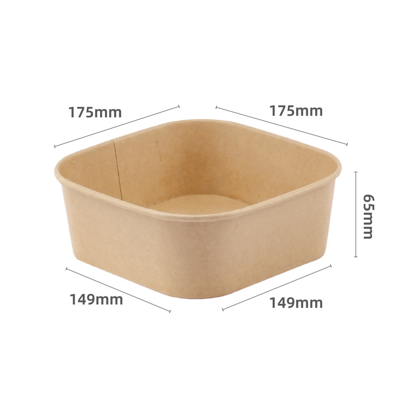 使い捨て弁当箱 正方形クラフト紙弁当箱 フルーツサラダ包装箱 軽食包装箱 耐油弁当箱|undefined