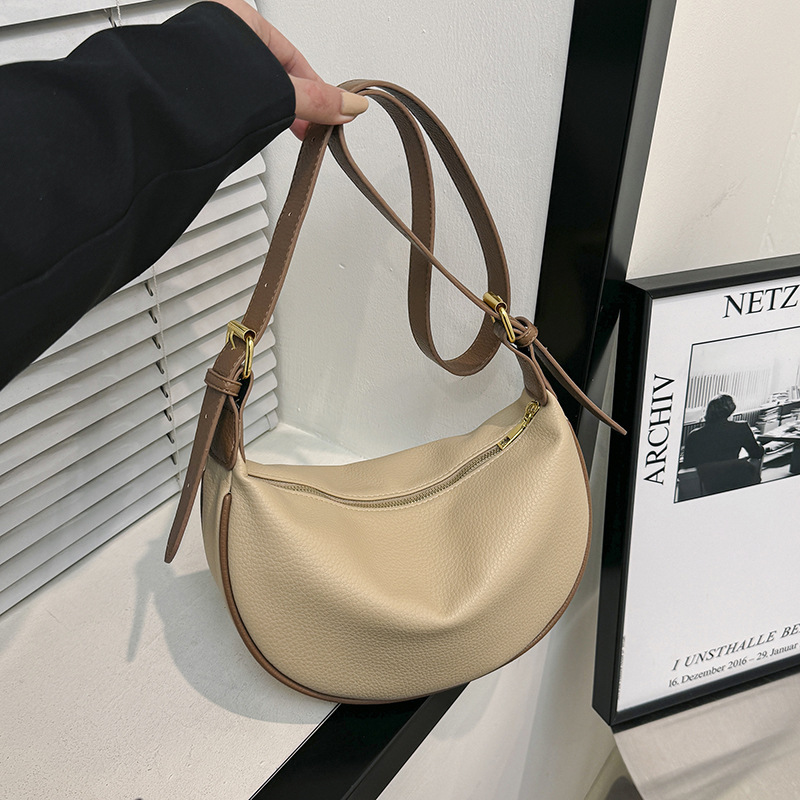 クロスボーダーソフトレザー大容量脇の下バッグ女性のための 2025 新しいカジュアル多用途ショルダークロスボディバッグレトロ団子バッグ|undefined