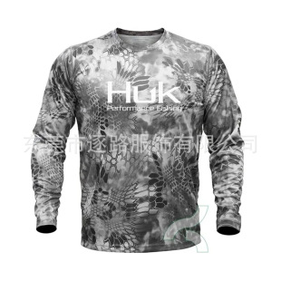 HUK Camouflage Fishing Clothes Luya Long Sleeve Round Neck T-Shirt Men's Summer Sun Protection Clothes Quick-drying Breathable Fishing Clothes