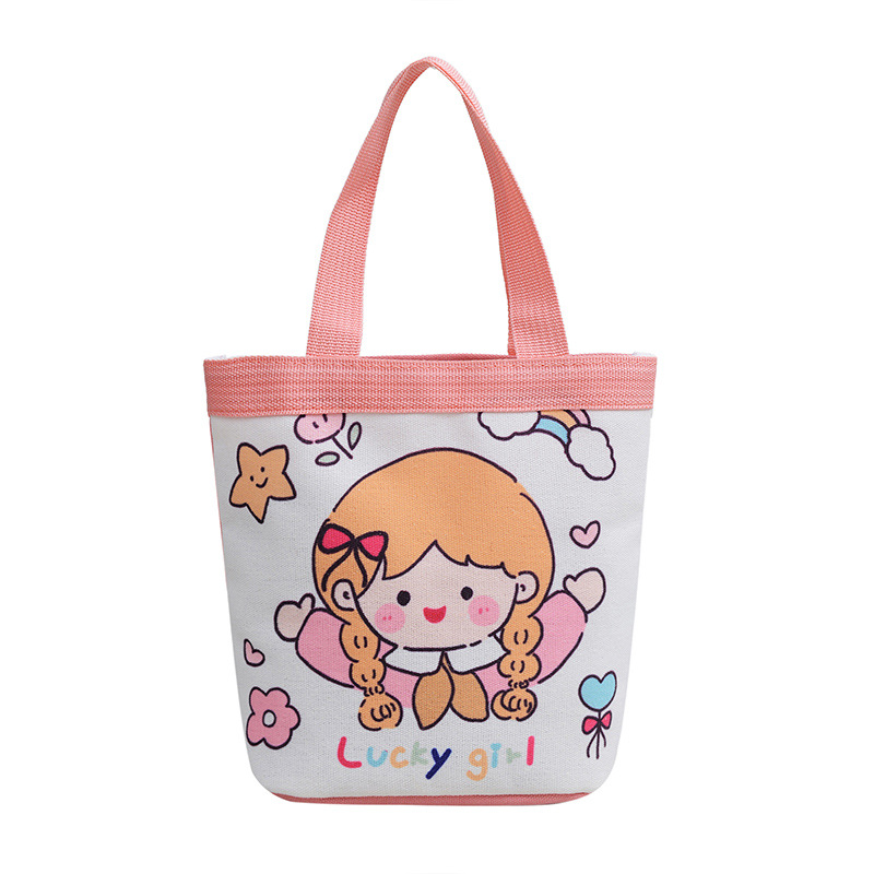 Original ins ilustración bolso de cubo portátil bolso de mano llevar a cabo merienda bolsa de lona lindo fuera pequeño bolso