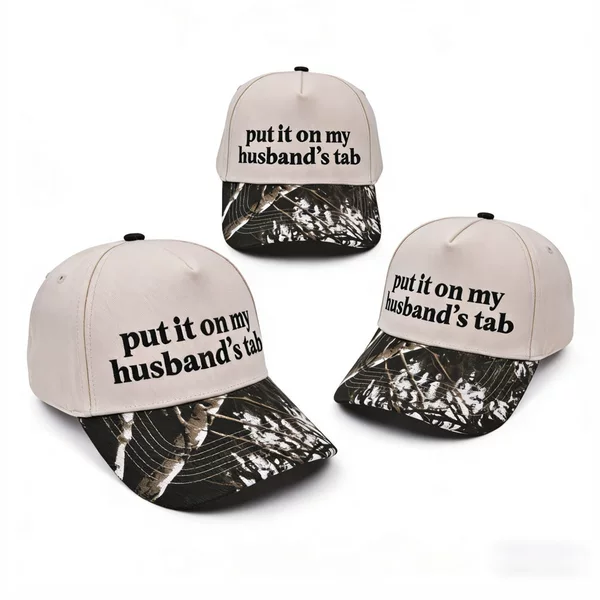 New Cross-Border Model Put It on My Husband's Tab Embroidered Baseball Cap with Color-Blocking Hard Brim Trucker Hat