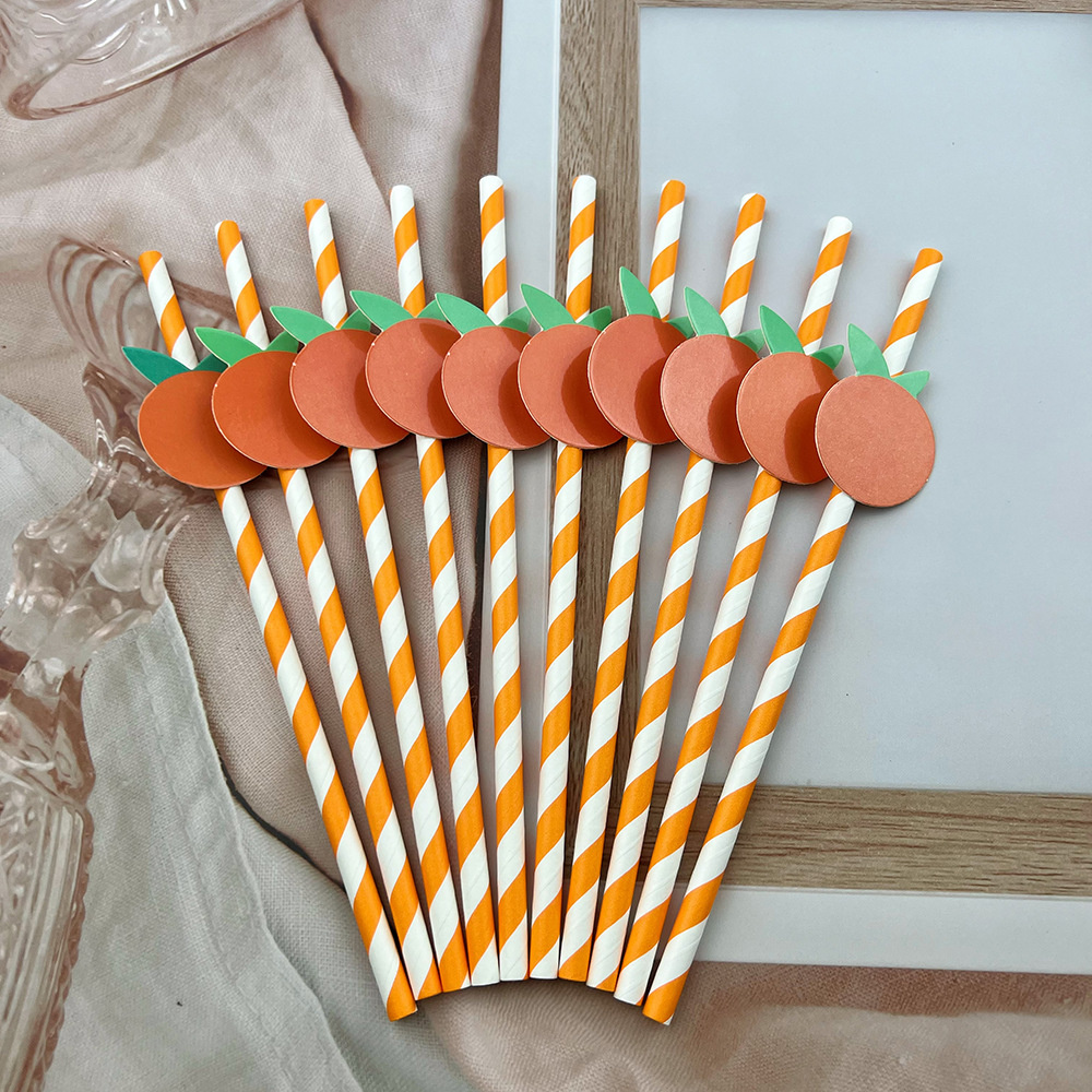Internet celebridad paja decorativa naranja tarjeta de papel paja desechable degradable paja fiesta postre barra paja