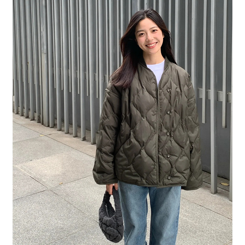 Loose Fit Quilted Texture Quilted down Jacket Women's 2025 Autumn and Winter New Long and Short Casual Jacket