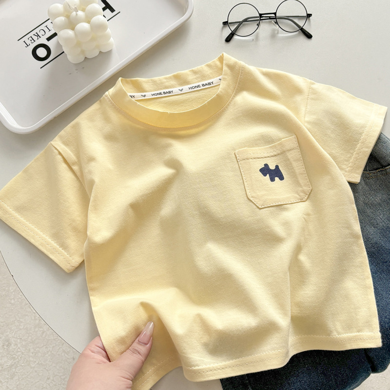 子供の純綿 Tシャツ純綿男の子夏服ベビー新しい子供服女の子ルーズカジュアルトップス半袖|undefined