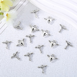 DIY alloy jewelry accessories wings key love lock pendant pendant necklace earrings bracelet accessories materials