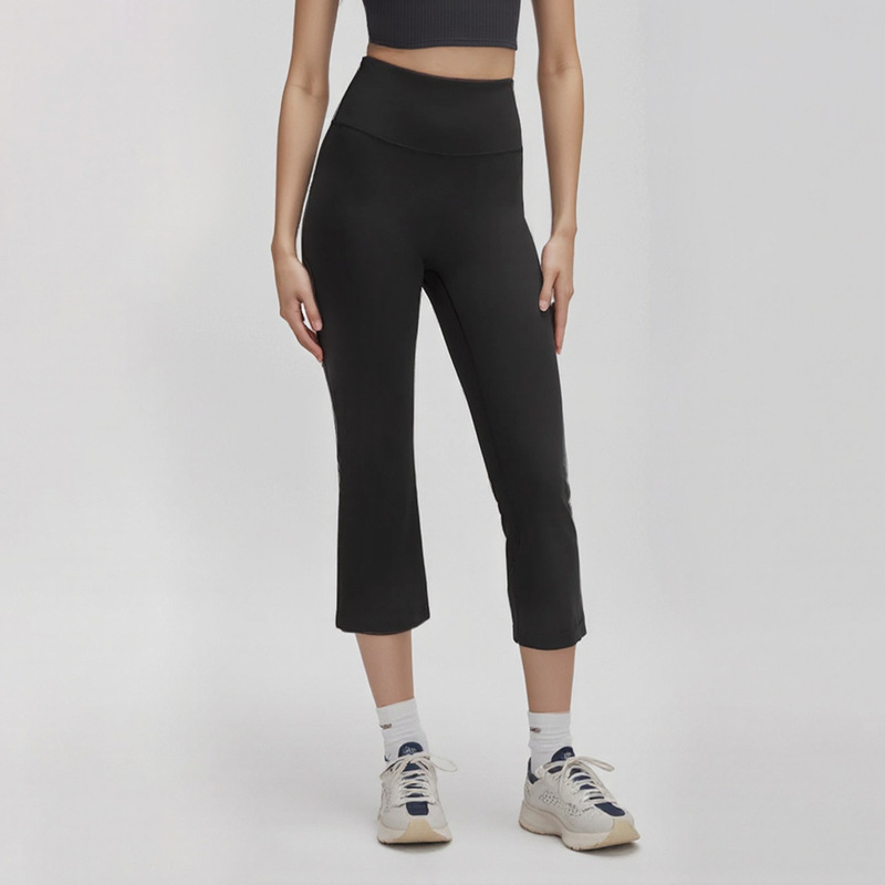 Summer Seamless Cropped Yoga Pants with Slight Flare, High-Waisted Cigarette Pants for Women, Suitable for Petite Figures, Perfect for Outdoor Wear