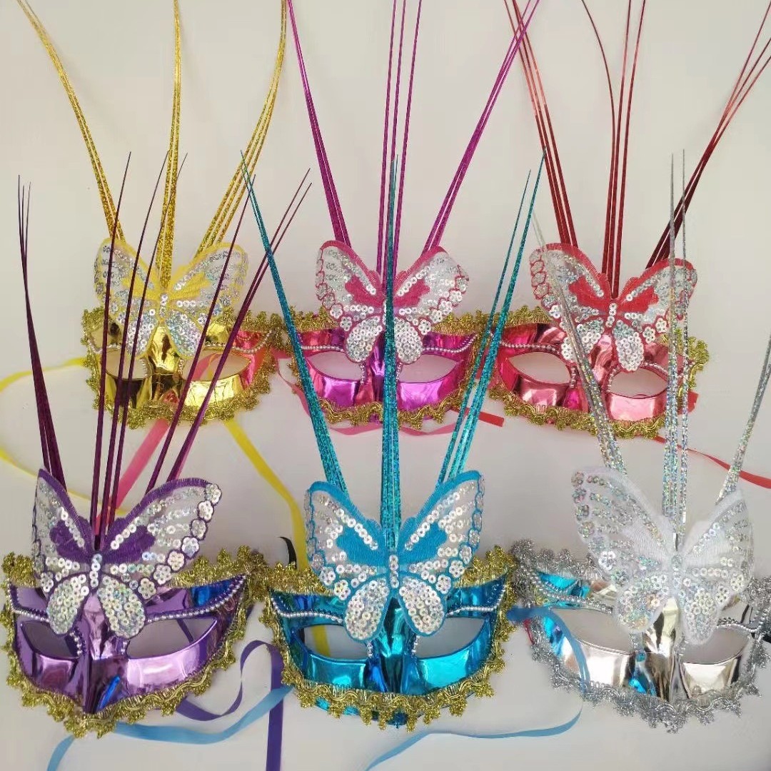 Máscara Semi Facial de Plumas para Fiestas de Disfraces