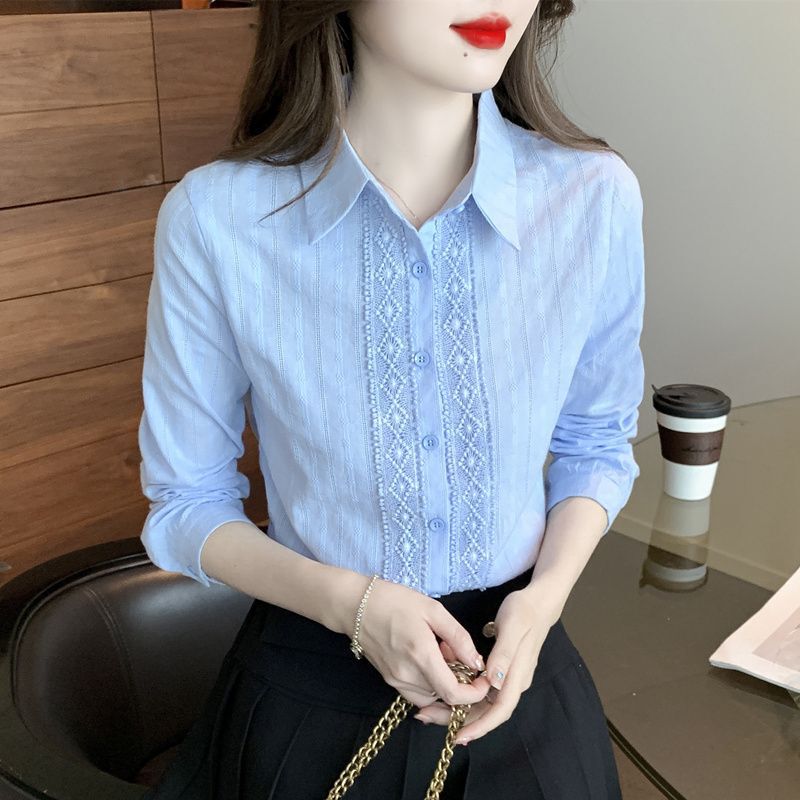 Pure Cotton Professional White Shirt for Women, Long-Sleeved, Spring and Autumn 2026 New Style Women's Fashion All-Cotton Shirt, Stylish Top