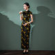 Tang Zhilian Improved Silk Cheongsam Retro Mulberry Silk High-end Elegant dress Women's Summer Black Long Show