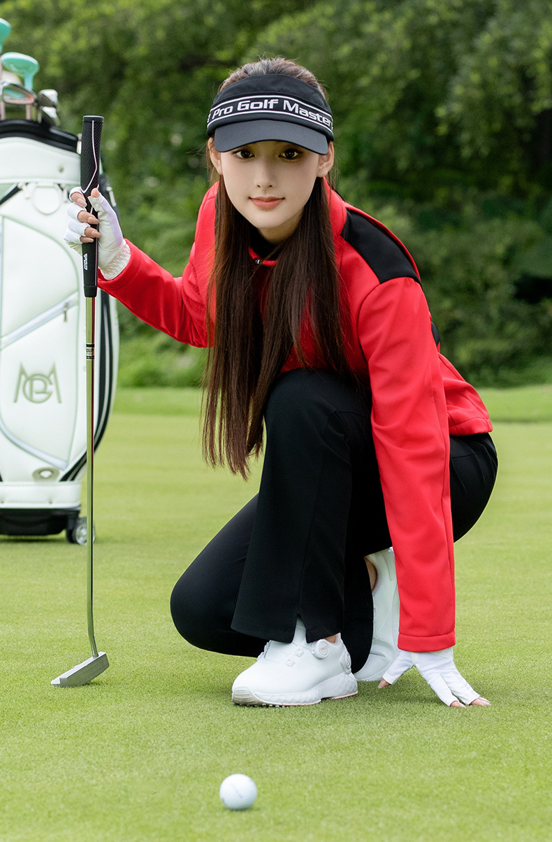 Áo khoác golf nữ dài tay chống thấm lót nhung ấm — Áo khoác đỏ YF811 [dây kéo hai đầu/vải chống thấm/đệm nhung] chi tiết 17