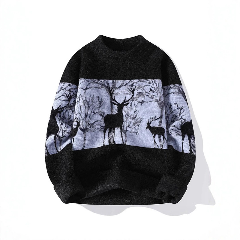Cross-Border 2024 [New Product] Autumn and Winter New Men's Imitation Mink Velvet Christmas Men's Sweater Trendy Fashion Sweater
