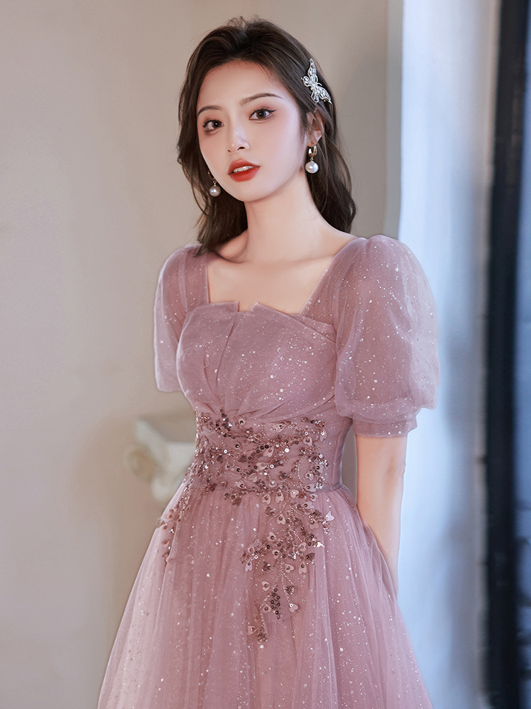 2025 nuevo anfitrión de primavera vestido de princesa de alta calidad vestido de exámenes de arte de hermanas de graduación