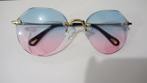网红街拍新款多边形太阳镜女大脸显瘦海洋片sunglasses无框切边墨