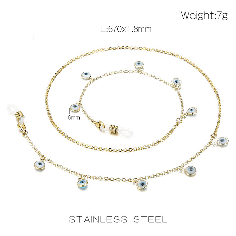 19g Weight Glasses Chain Classification 304 Stainless Steel Material Adults Gender European And American Fashion Stainless Steel Color Chain Lanyard Devil Eye Glasses Chain Wholesale 2