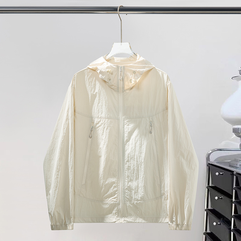 卸売夏の日焼け止め服薄いカジュアル無地フード付き通気性ジャケットカップル着用屋外 UPF50 + 日焼け止め服|undefined