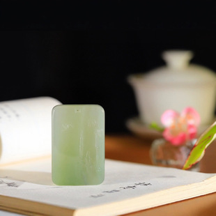 Jin Yu Tang Boutique Hetian Yu Cui Qing Bamboo Bat Pendant Zhai Ya Sleeping Listening Xiao Xiao Bamboo One Branch One Leaf General Guan Qing
