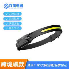 跨境新款挥手感应硅胶头灯 户外骑行夜跑双光源USB充电强光头灯