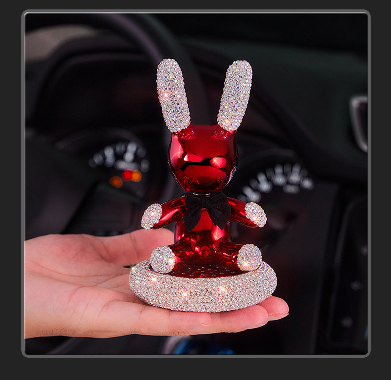 Diamond-encrusted car perfume seat car accessories high-end car aromatherapy diamond-encrusted cute rabbit car decoration center console