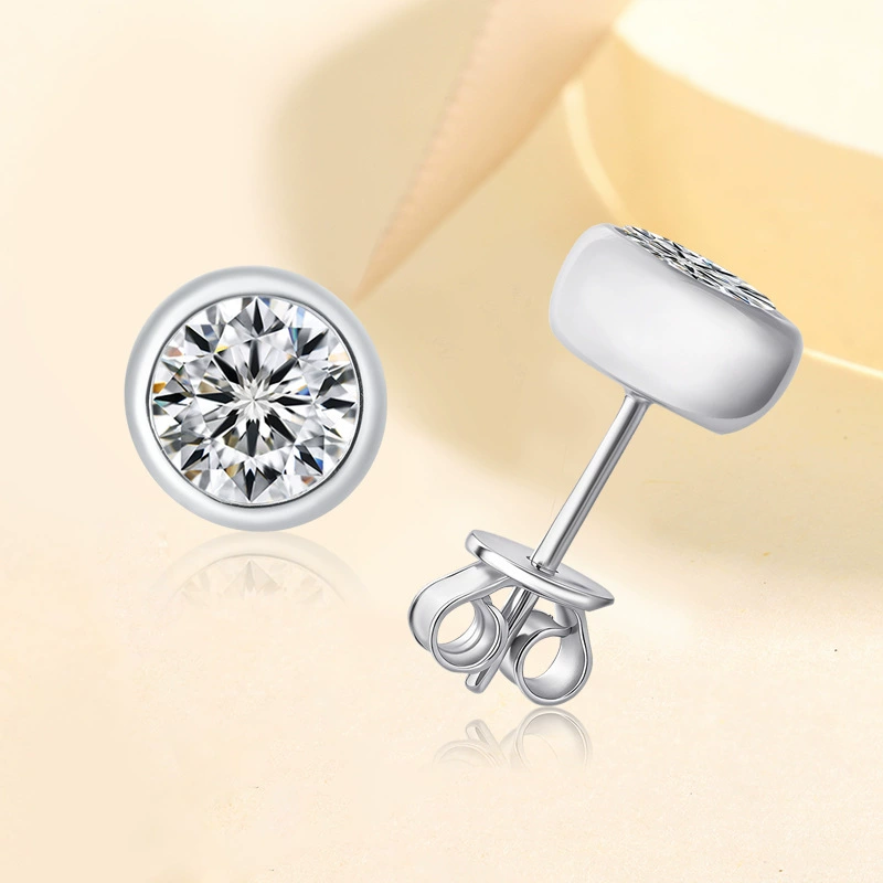 S925 стерлингового серебра серьги темперамент простой классический пузырь 50 очков 1 карат D цвет Mo Sang бриллиант серьги Mo Sang алмаз серьги