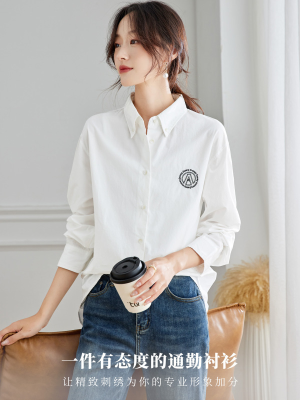 棉茧 蓝色衬衫女长袖2025秋装新款韩版休闲宽松上衣时尚百搭衬衣|undefined