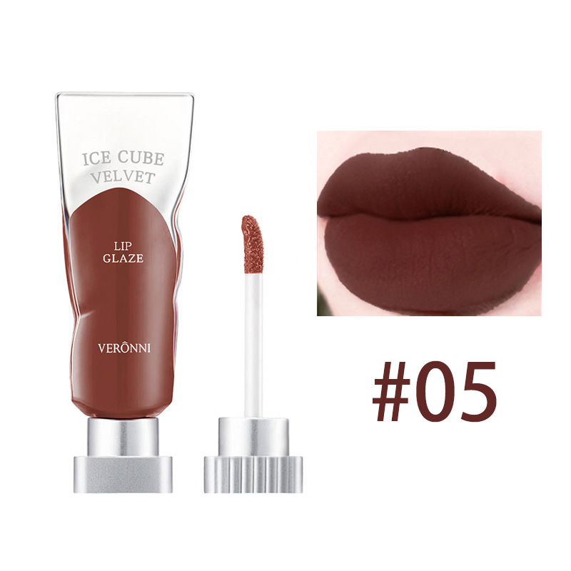 VERONNI Ice Velvet Lip Glaze Matte Lipstick lip glaze transparent pigment white not easy to stick Cup lip mud