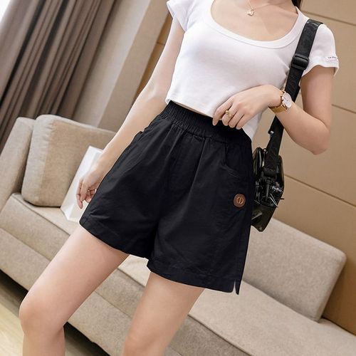 Women's Summer Wide Leg Pants Pure Cotton Loose Slimming Straight Leg Work Pants Five-Finger Mid-Calf Women's Solid Color Short Pants Trendy Ins