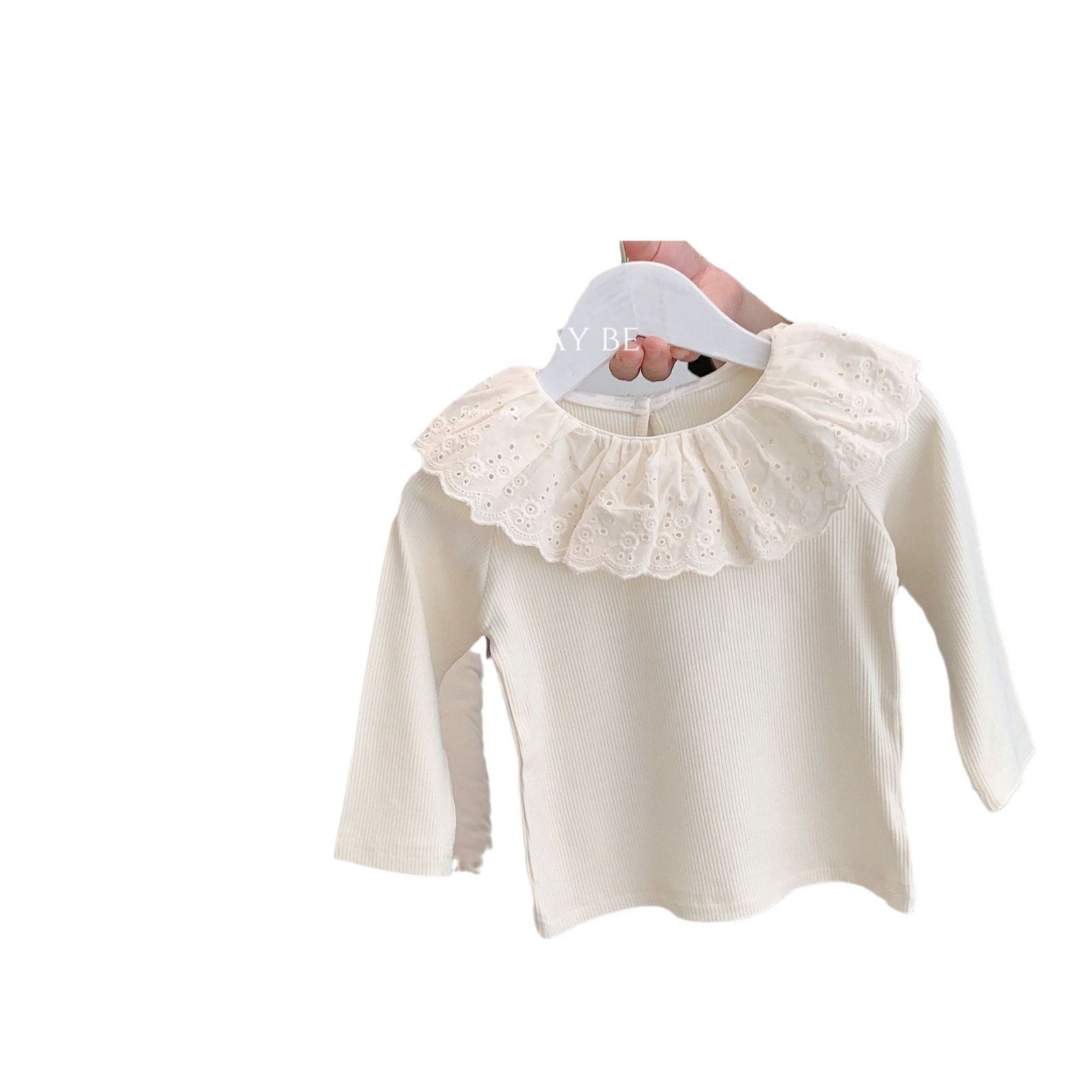 2023 otoño 0-3 años Niña niños Corea del Sur estilo occidental moda encaje solapa Fondo camisa de manga larga Camiseta de punto