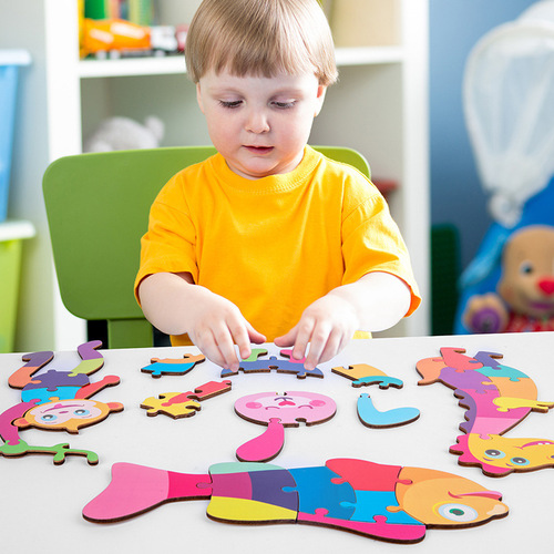 Children's enlightenment wooden character animal puzzle puzzle baby early education manual brain digital traffic puzzle toy
