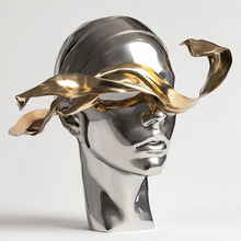 跨境家居用品银色电镀飘逸头像雕塑摆件创意酒店大堂办公室装饰品