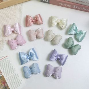 Silk Fabric Headwear Bow Accessories with Diamond Bone Knot Handmade Hair Accessories DIY Children's Footwear Accessories Accessories