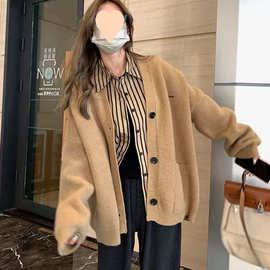 秋冬装新款韩国ins慵懒风高级感毛衣外套复古宽松oversize开衫