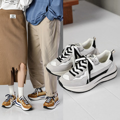 Dad's Shoes for Women 2023 Spring New Genuine Leather Thick Sole Couple Style Men's Shoes Fashionable and Versatile Korean Style Sports and Casual Shoes