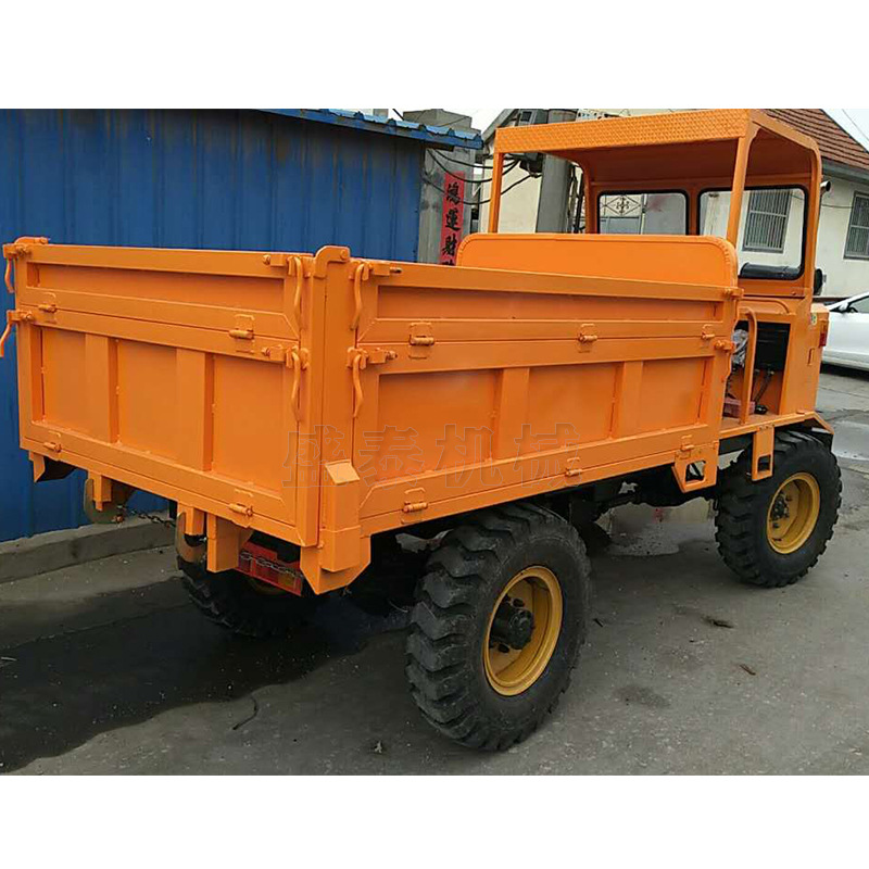 山区施工运输车货物运输车农用拉粮车液压双顶四轮运输设备