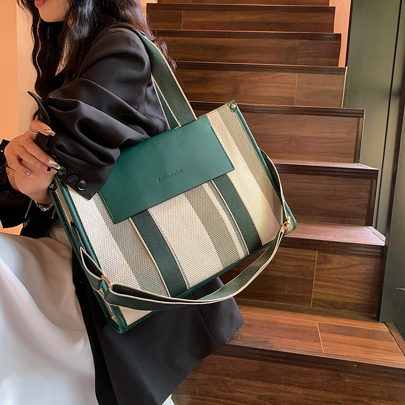 Rayas contraste color estilo coreano moda bolso de mano de las mujeres 2023 nuevo bolso de gran capacidad moda hombro mensajero bolsa image 4