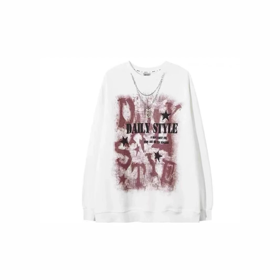 Простая футболка с буквенным принтом в японском стиле, свободная футболка с круглым вырезом и длинными рукавами, унисекс, уличная мода, повседневная универсальная базовая футболка