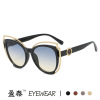 Fashionable sunglasses, metal decorations, trend glasses solar-powered, European style, cat's eye