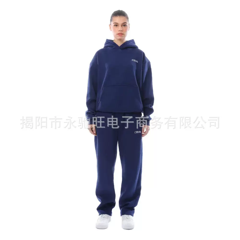 欧美跨境电商春秋冬新款卫衣套装时尚运动休闲印花连帽卫衣两件套