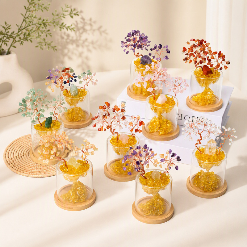 Guan Shan Cup Natural Crystal Tree, Yellow Crystal Money Tree, East Sea Crystal Base, Money Tree for Home Desktop, Wealth-Attracting Model Guan Shan Cup Natural Crystal Tree, Yellow Crystal Money Tree, East Sea Crystal Base, Money Tree for Home Desktop, Wealth-Attracting Model