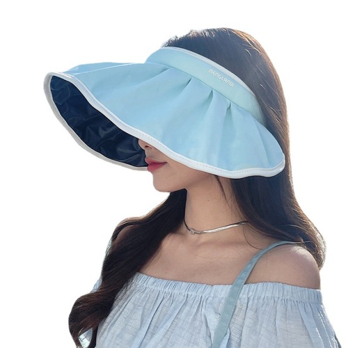 UV black glue sun protection hat for women in summer with UV protection and enlarged brim empty top shell hat to cover face and beach sun hat