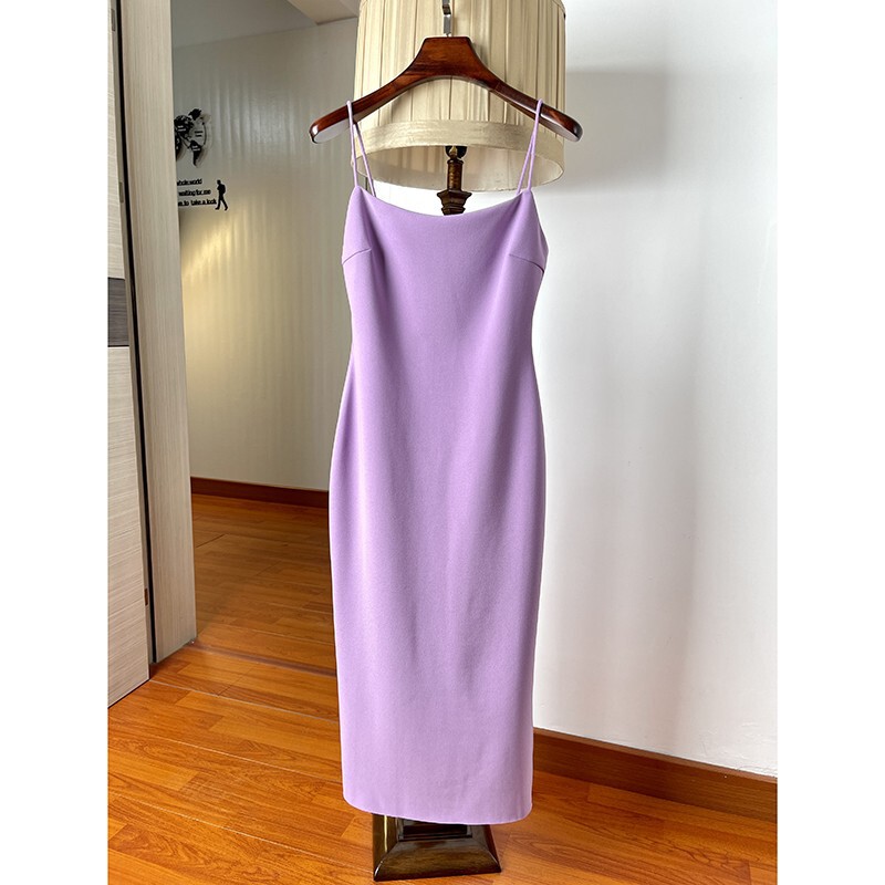 Socialite Xiaoxiang Style Ken Bean High Waist Slim-fit Sling Dress Spring and Summer Elegant Side Swing Base Long Dress